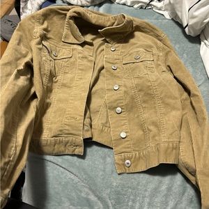 women’s khaki colored cropped jean jacket size medium